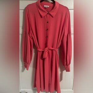 Calvin Klein Pink Belted Shirt Dress NWT $129 Size 16